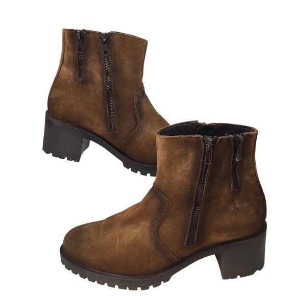 Eric Michael Boots Suede Lug Platform Zipper Zippers Two Tone Brown Size 42 / 11